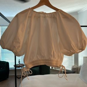Shona Joy off white denim puff sleeve tie top ❤️, Size 6